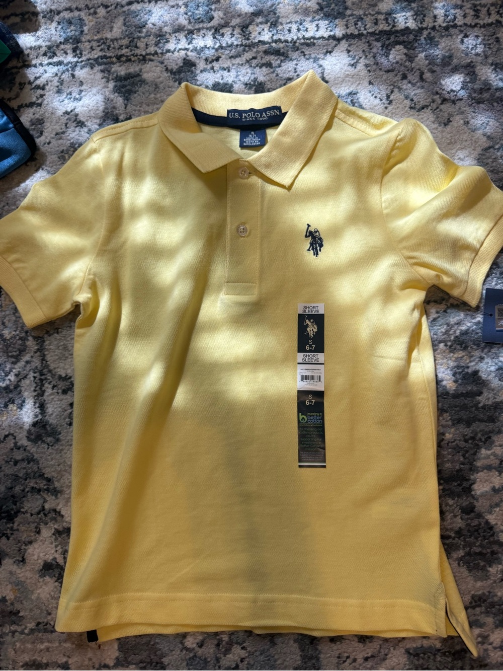 U.S. Polo Assn. Boys' Lemon Yellow Polo with Navy Logo